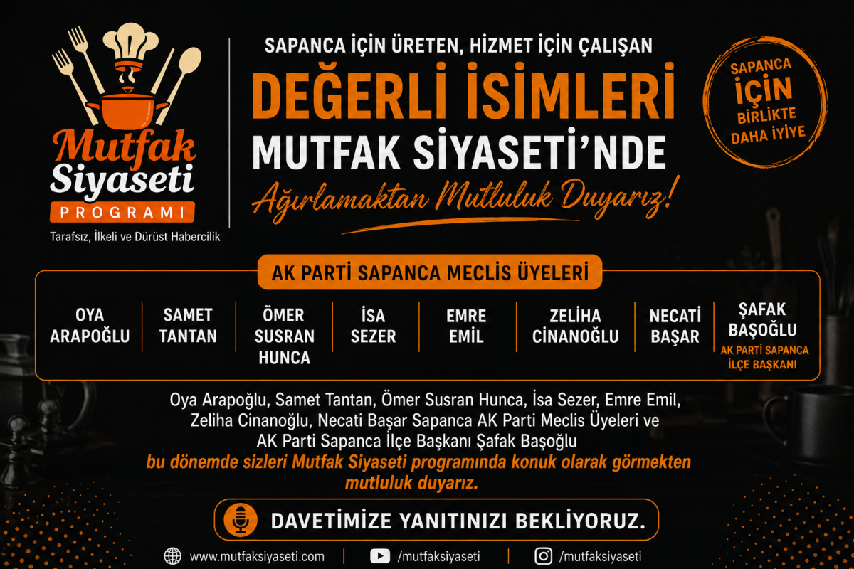 Mutfak Siyaseti’nden AK Parti Sapanca Teşkilatına Davet
