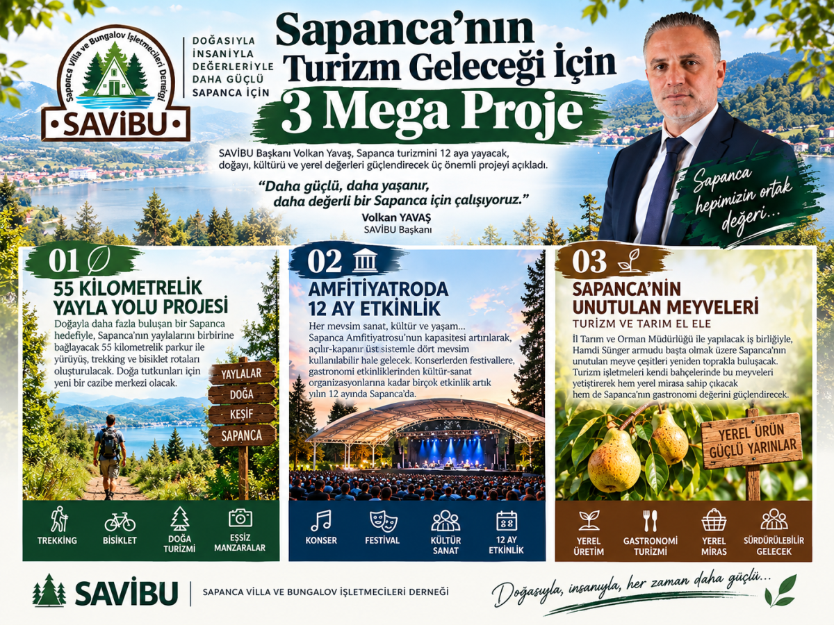 SAVİBU Başkanı Volkan Yavaş’tan Sapanca turizmi için 3 büyük proje